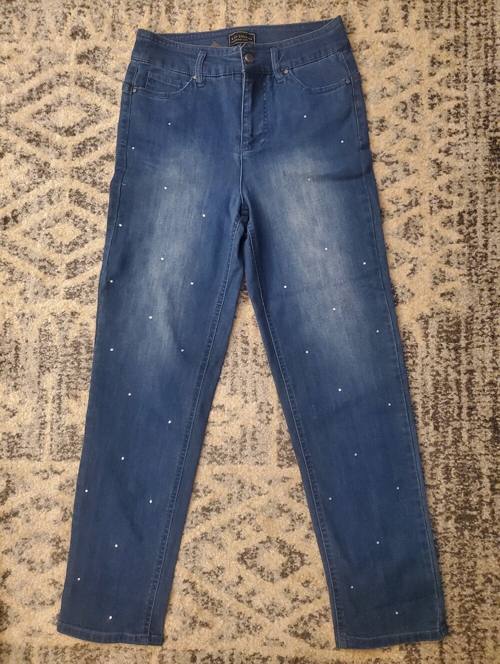 G BY GIULIANA BLACK LABEL DARK BLUE JEANS WITH RHINESTONES WOMENS SIZE 6, W/TAG